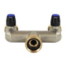 Wasserverteiler Metall/Messing mit 2 Hähnen