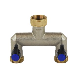 Wasserverteiler Metall/Messing mit 2 Hähnen inkl. 2 x Hahnanschluß