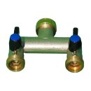 Wasserverteiler Metall/Messing mit 2 Hähnen inkl. 2 x Hahnanschluß